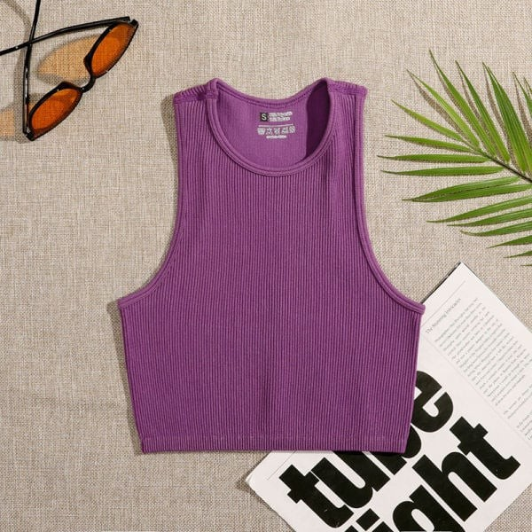 Women Yoga Vest Gym Sports Crop Tops Seamless Streetwear Rib-Knit Fitness Running Vest Workout Bra Tank Top Female Without Pad ins