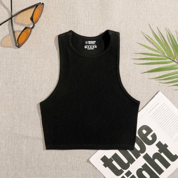 Women Yoga Vest Gym Sports Crop Tops Seamless Streetwear Rib-Knit Fitness Running Vest Workout Bra Tank Top Female Without Pad ins