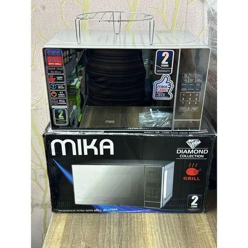 Mika Silver 20L Microwave Oven With Grill And Auto Cooking Menus