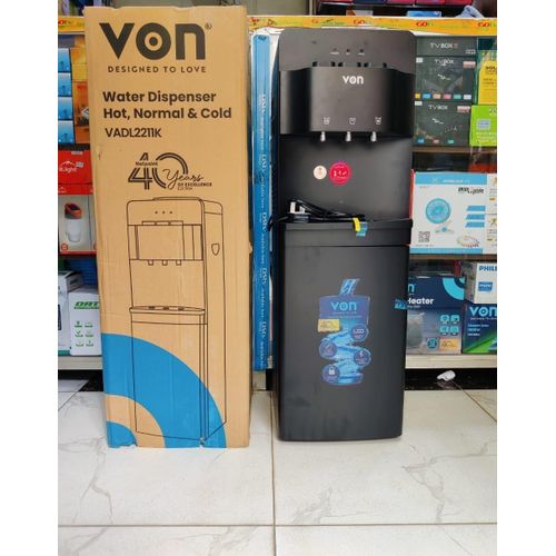 VON Water Dispenser 3 Tap Hot & Cold & Normal Electric Cooling With Cabinet -Black