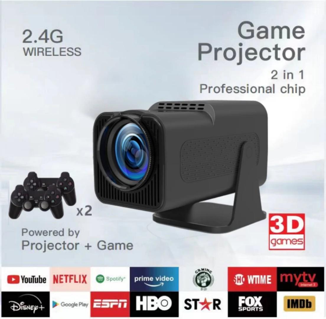 2-in-1 HY320 SMART PORTABLE PROJECTOR & RETRO GAMES CONSOLE+ 2 GAMING PADS+15,000 RETRO GAMES eg GTA Vice City, Pokemon,Super Mario