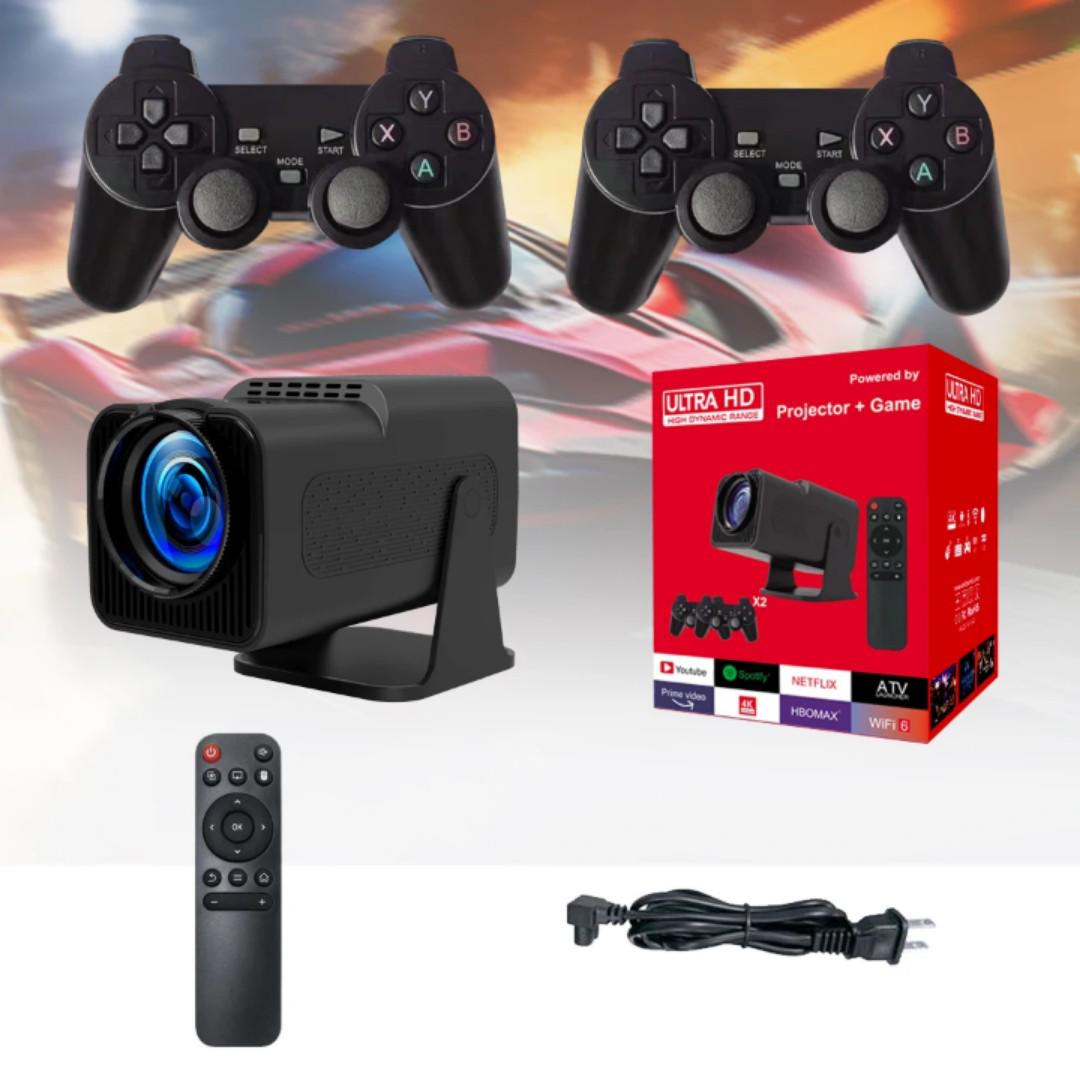 2-in-1 HY320 SMART PORTABLE PROJECTOR & RETRO GAMES CONSOLE+ 2 GAMING PADS+15,000 RETRO GAMES eg GTA Vice City, Pokemon,Super Mario
