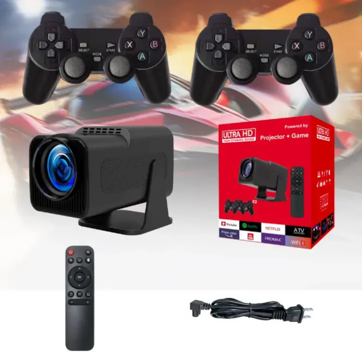 2-in-1 HY320 SMART PORTABLE PROJECTOR & RETRO GAMES CONSOLE+ 2 GAMING PADS+15,000 RETRO GAMES eg GTA Vice City, Pokemon,Super Mario