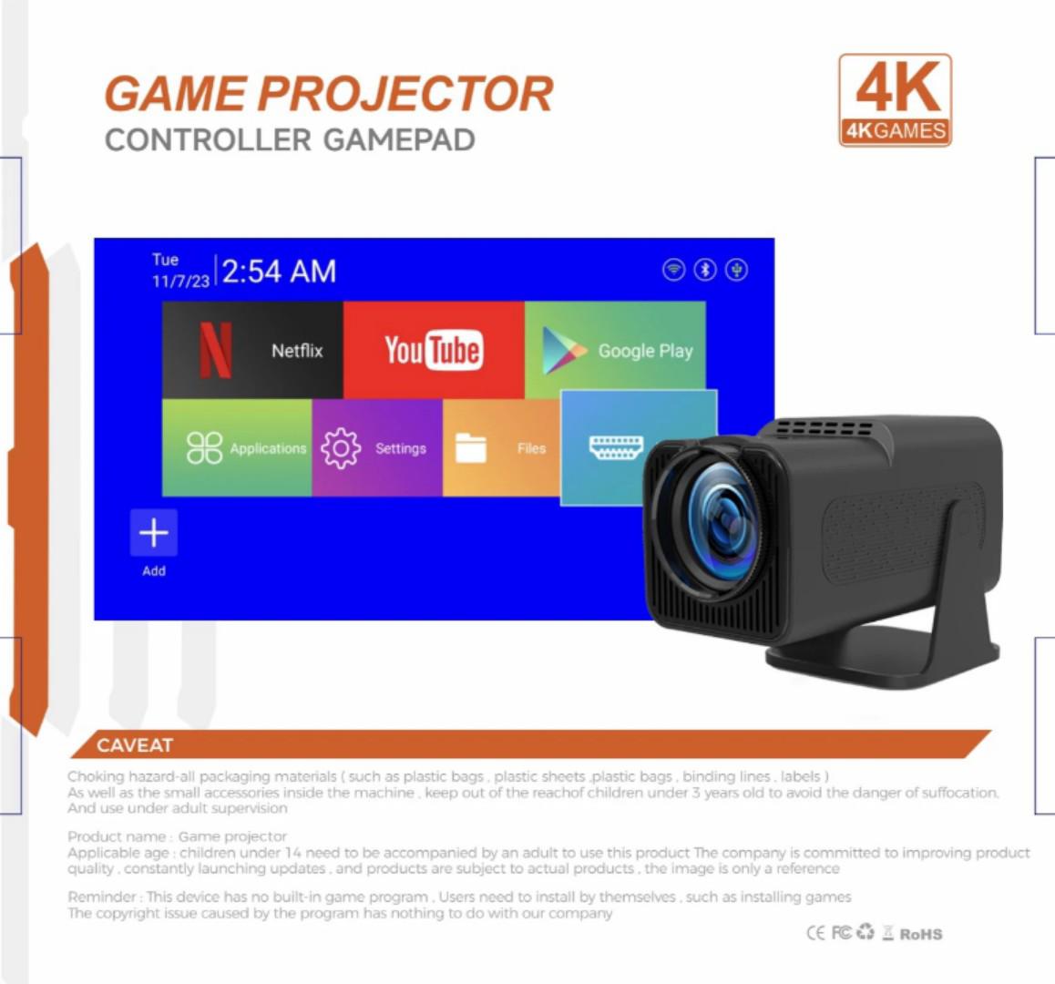 2-in-1 HY320 SMART PORTABLE PROJECTOR & RETRO GAMES CONSOLE+ 2 GAMING PADS+15,000 RETRO GAMES eg GTA Vice City, Pokemon,Super Mario