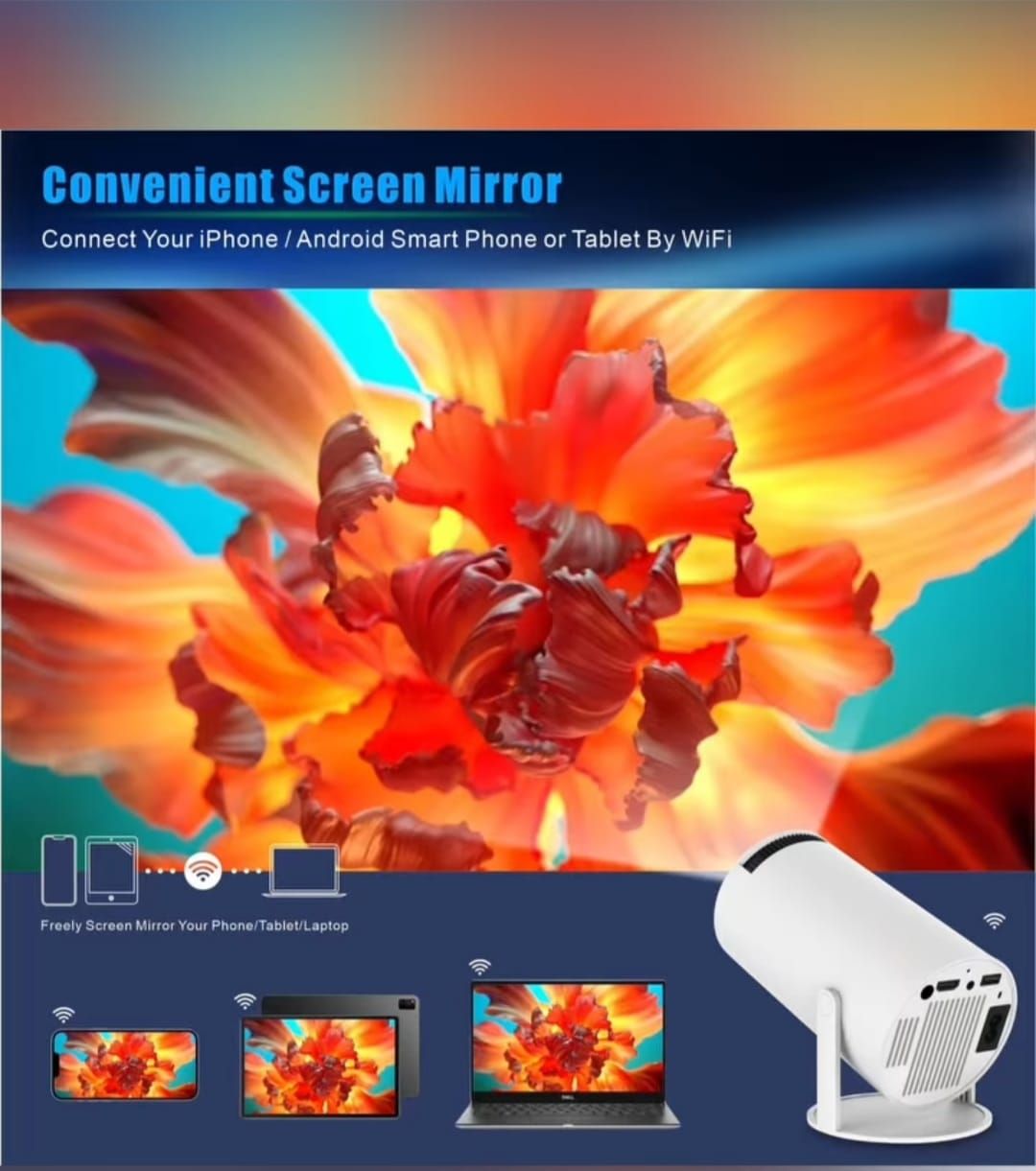 2025 PORTABLE HD SMART ANDROID MINI PROJECTOR, the best way to enjoy movies, football matches, presentations and you can carry it anywhere you go!