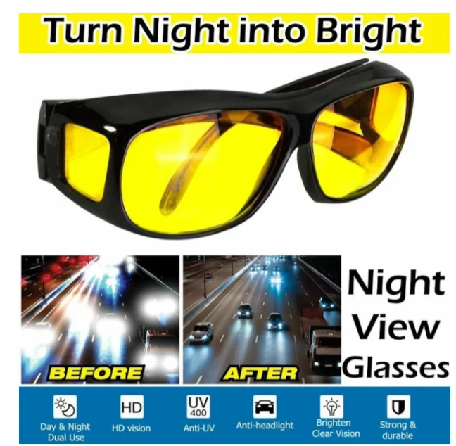 Car Night Vision Glasses Night Driving glasses UV400 HD- A Reason to smile whil driving at night and not getting the burning glare from oncoming vehicles!