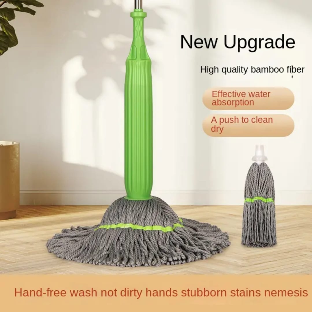 HANDS FREE SELF-SQUEEZING FLOOR MOP- ROTATES 360 DEGREES MAKING YOUR CLEANING EASY AND FASTER. No more touching of water when squeezing!!