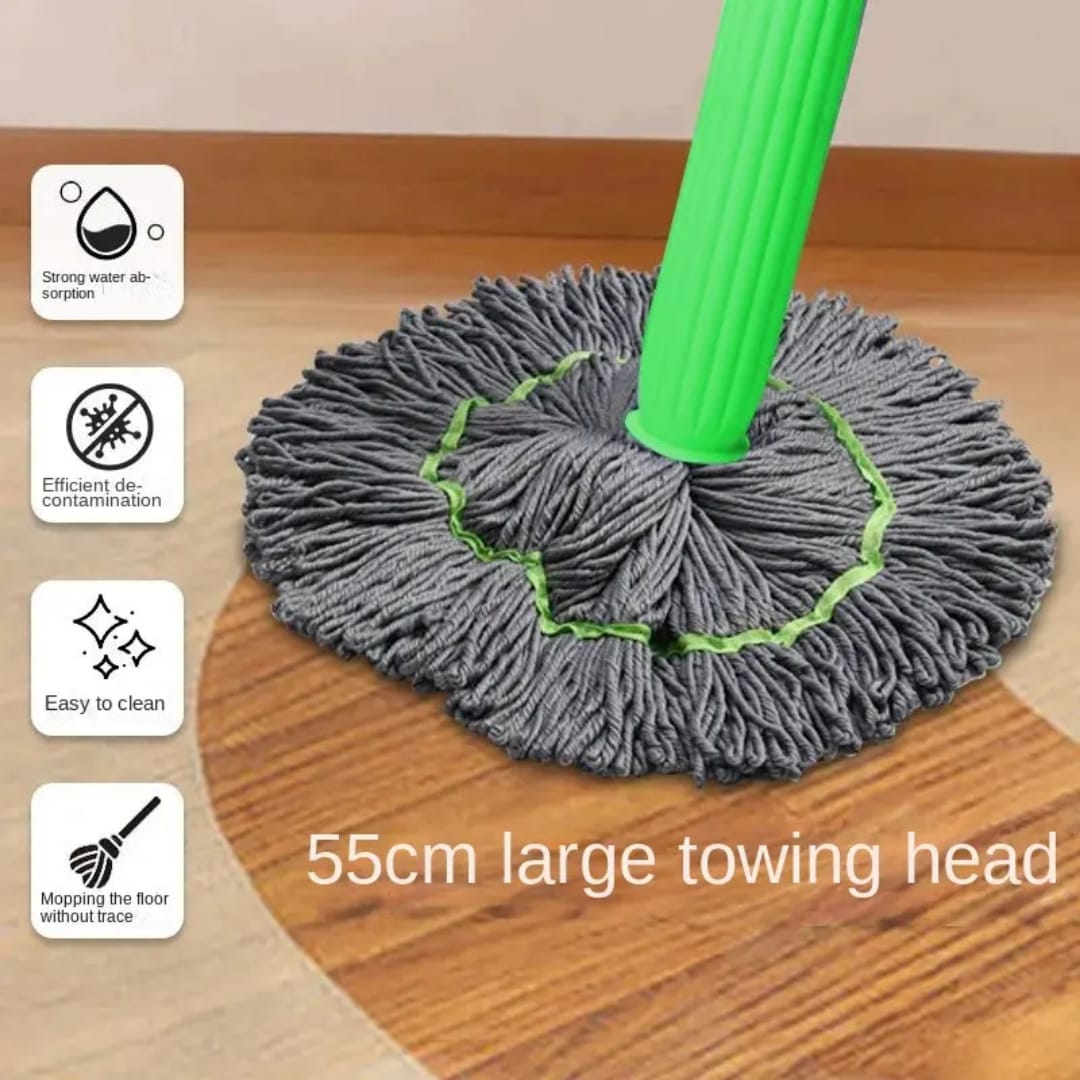 HANDS FREE SELF-SQUEEZING FLOOR MOP- ROTATES 360 DEGREES MAKING YOUR CLEANING EASY AND FASTER. No more touching of water when squeezing!!