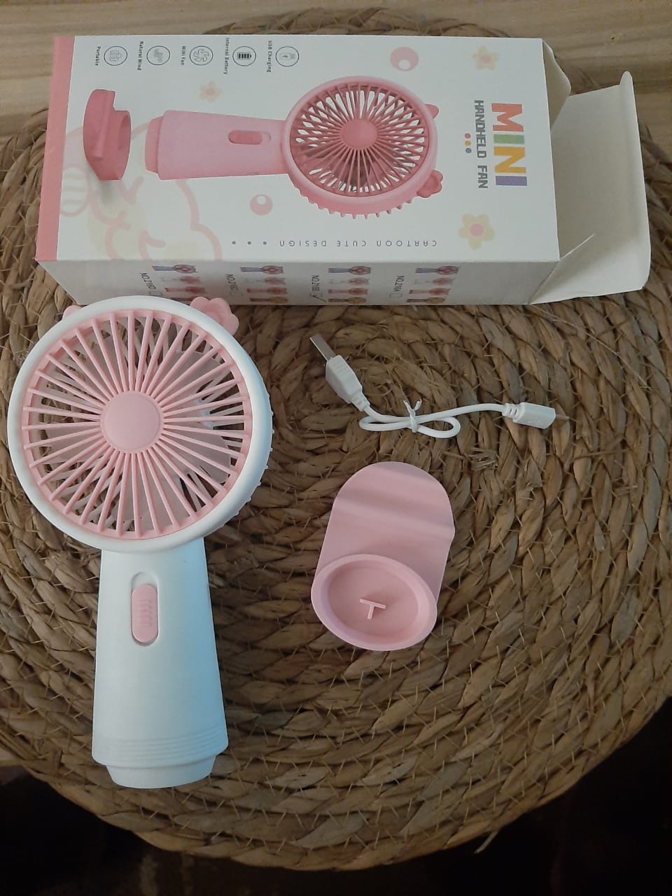 New USB rechargeable Handheld Mini Fan. Cute Cat-Ear Portable Handheld Fan which is travel friendly and keeps power for a long time