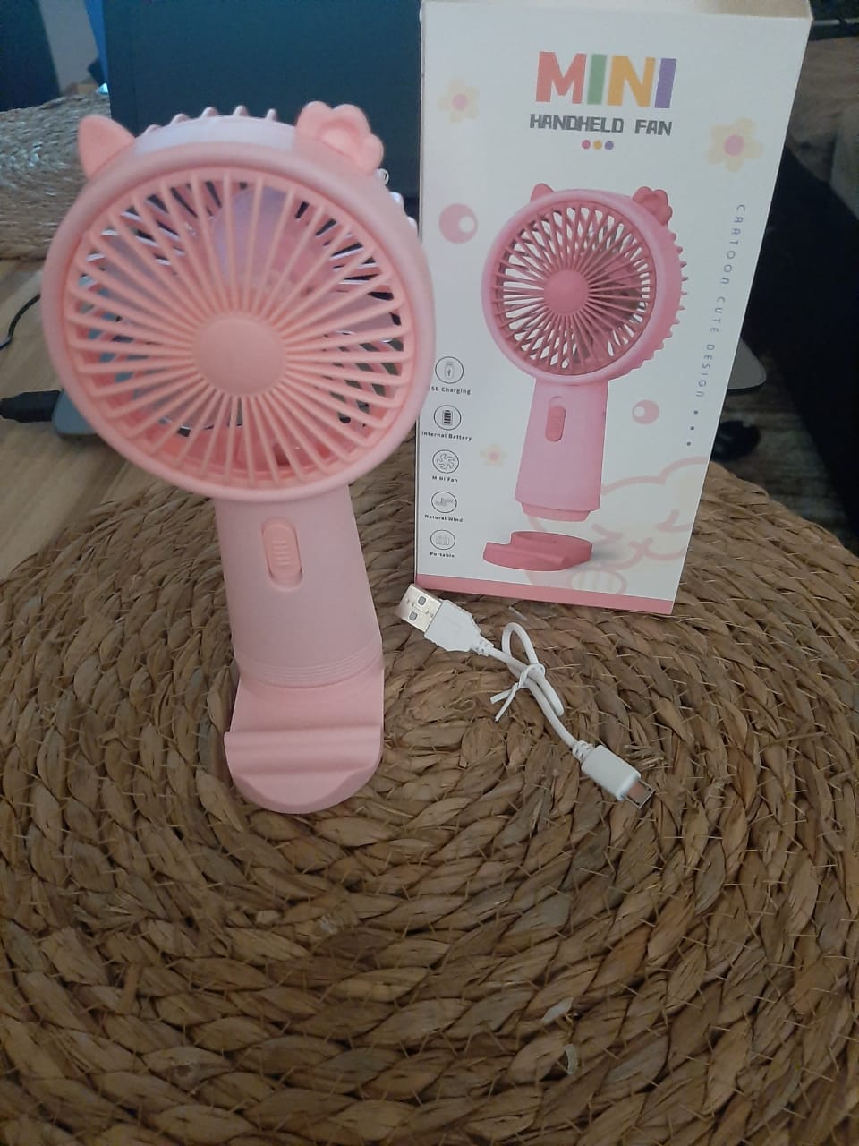 New USB rechargeable Handheld Mini Fan. Cute Cat-Ear Portable Handheld Fan which is travel friendly and keeps power for a long time