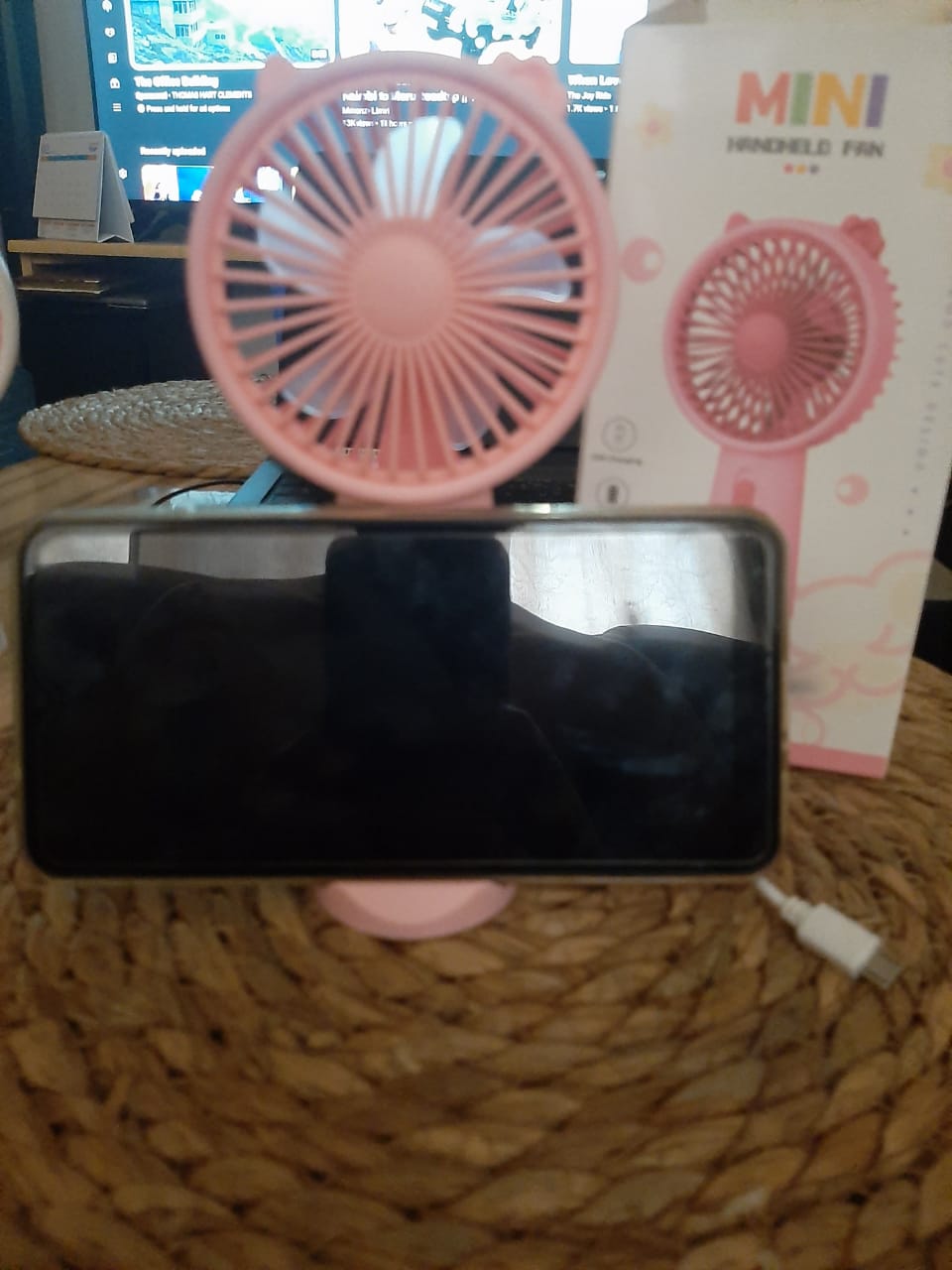 New USB rechargeable Handheld Mini Fan. Cute Cat-Ear Portable Handheld Fan which is travel friendly and keeps power for a long time