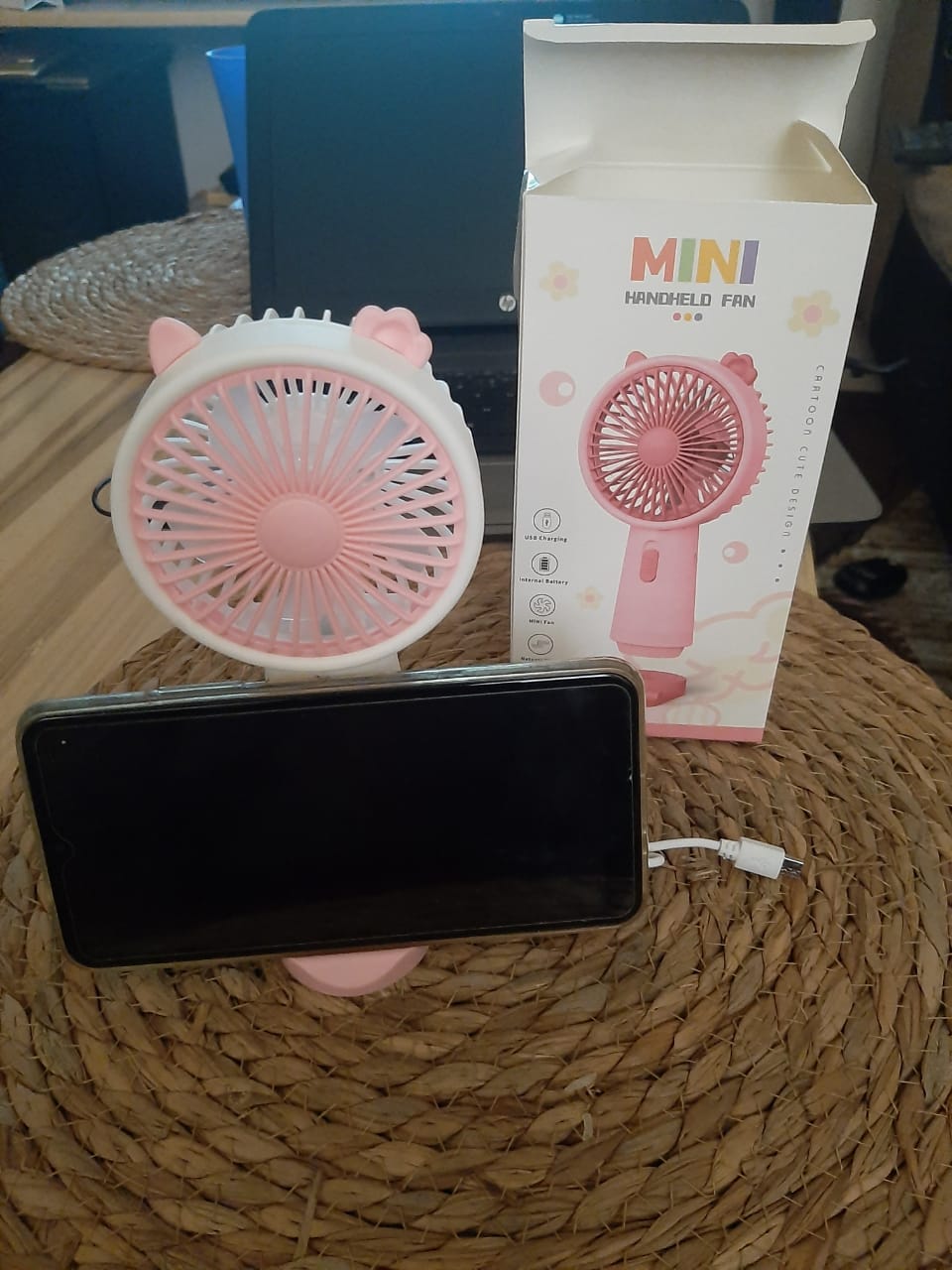 New USB rechargeable Handheld Mini Fan. Cute Cat-Ear Portable Handheld Fan which is travel friendly and keeps power for a long time