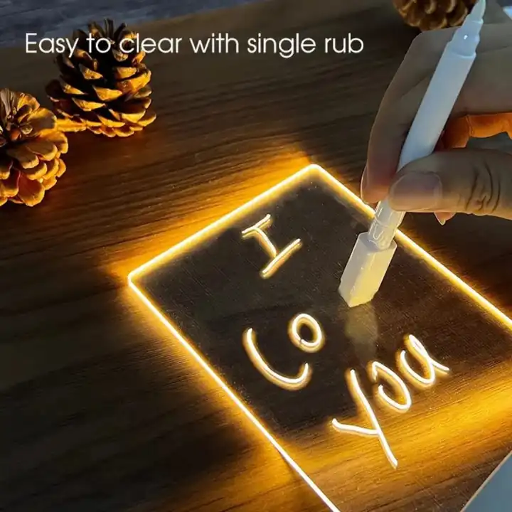 Erasable 3D Light Message lamp– Customizable Light Acrylic Writing Board with Pen for Leaving Message.. LED warm-colour night light. can be scribbled and wiped USB power supply acrylic ambient light