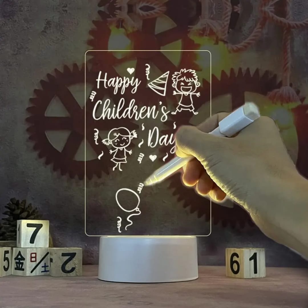 Erasable 3D message lamp, Gift light. LED Warm white-colour light night light. can be scribbled and wiped USB power supply acrylic ambient light