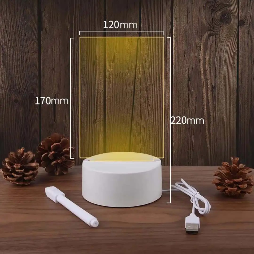 Erasable 3D message lamp, Gift light. LED Warm white-colour light night light. can be scribbled and wiped USB power supply acrylic ambient light