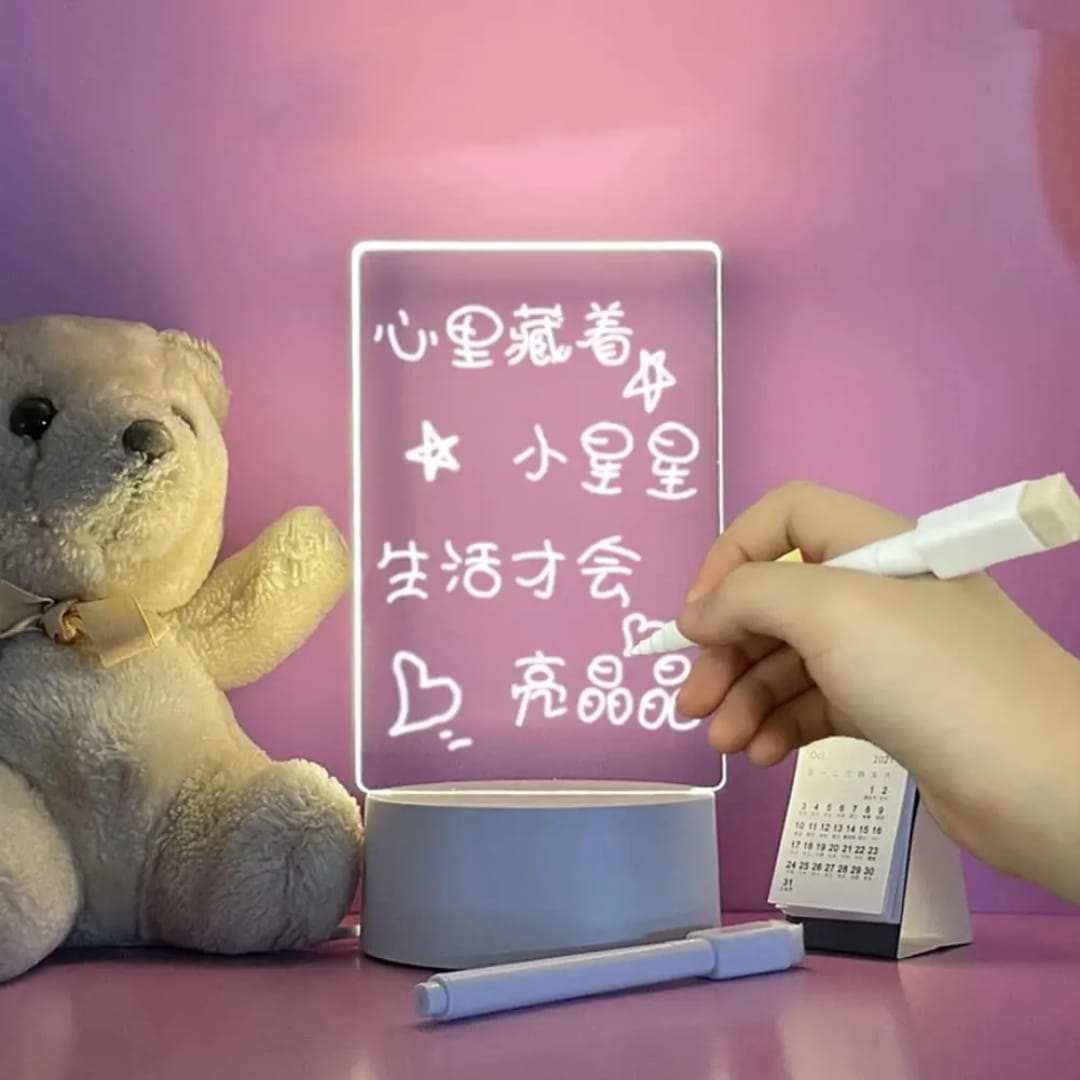 Erasable 3D message lamp, Gift light. LED Warm white-colour light night light. can be scribbled and wiped USB power supply acrylic ambient light