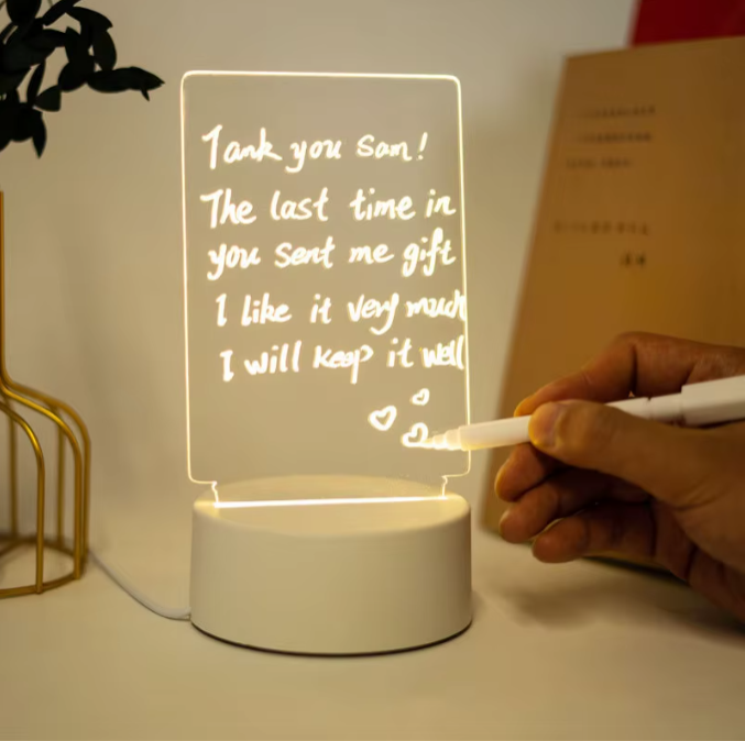 Erasable 3D message lamp, Gift light. LED Warm white-colour light night light. can be scribbled and wiped USB power supply acrylic ambient light
