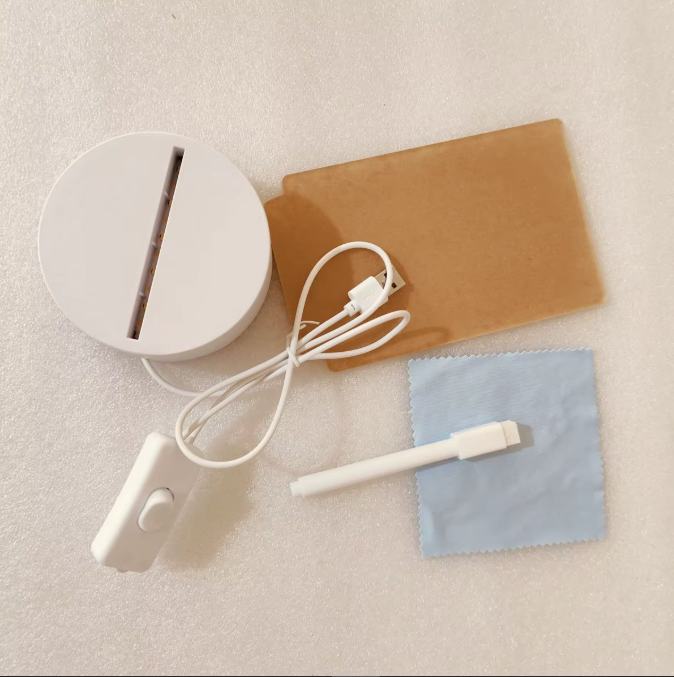 Erasable 3D message lamp, Gift light. LED Warm white-colour light night light. can be scribbled and wiped USB power supply acrylic ambient light