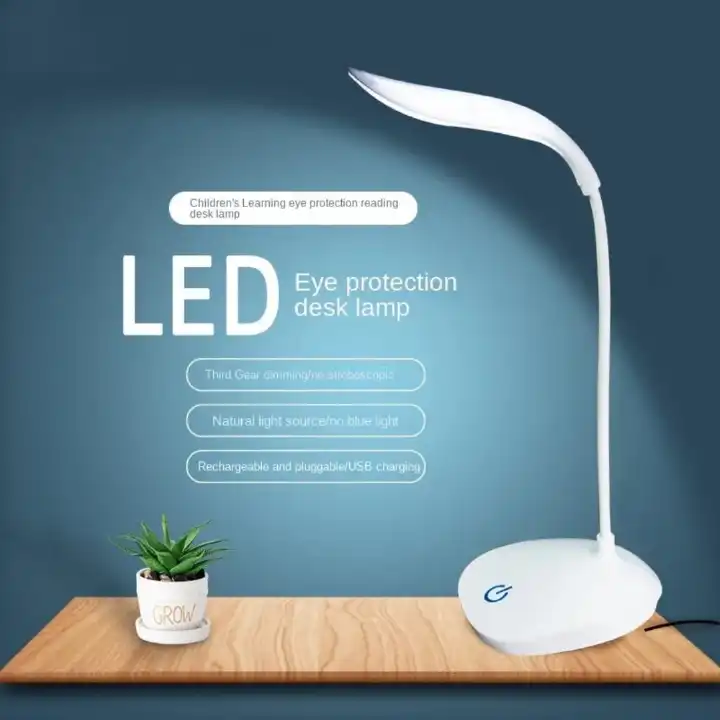 Table Lamp USB Plug Rechargeable Desk Lamp Bed Reading Book Night Light LED 3 Modes Dimming Eye Protection Light Bedside Lamp