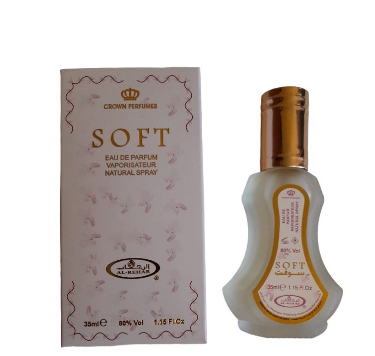 Original Soft Al Rehab 35ml Perfume Spray, citruses, vetiver, vanilla, caramel, white musk, orchid and jasmine