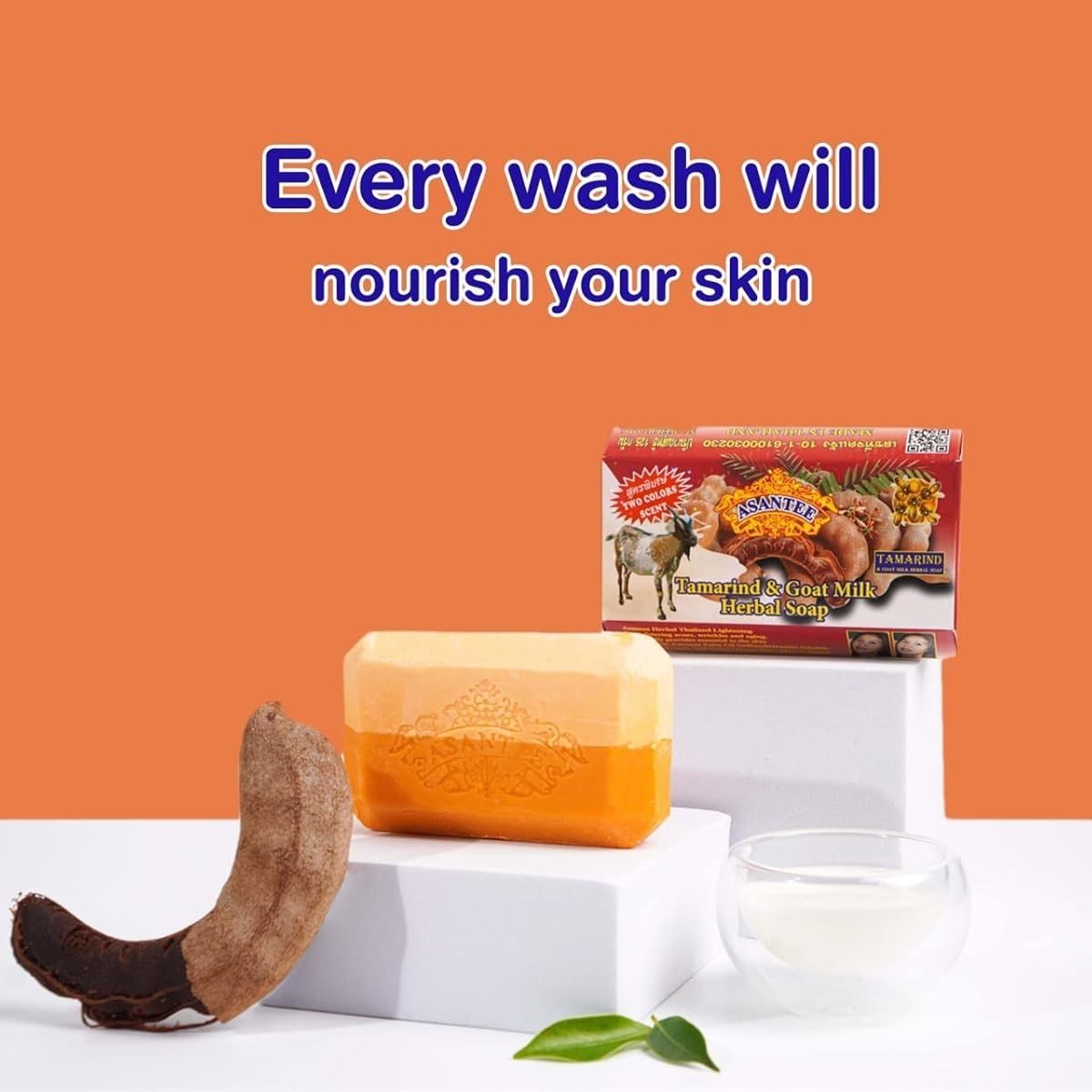 Original Asantee Tamarind & Goat Milk Herbal Soap  - Natural Skin Care Soap for Nourishing & Moisturizing, Ideal for All Skin Types/Asante soap