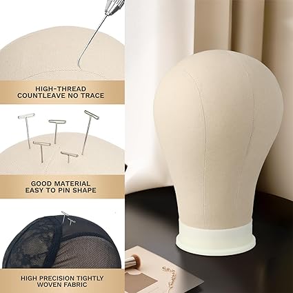 Canvas Block Head Mannequin Head Wig Display wig making Bald dummy head doll Mannequin Wig,hats,glasses Display Doll wig head stand