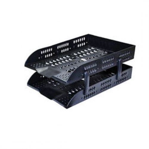 2 Tier Stackable Office Filing Trays A4 Document Desk Riser Letter Paper Storage Organiser Magazine Rack Storage