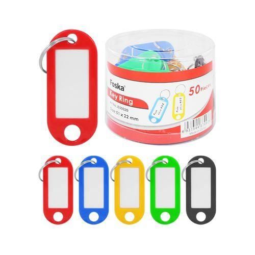 50pcs Key Rings with Tag labels Split Rings Plastic ID Name