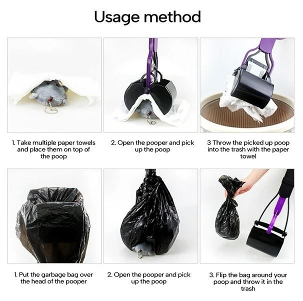 Long Handle Portable Pet Pooper Scooper for Large Small Dogs, Dog Poop Scooper, High Strength Material and Spring, Dog Poop Pick Up Tool, Great for Lawns, Grass, Dirt, Gravel