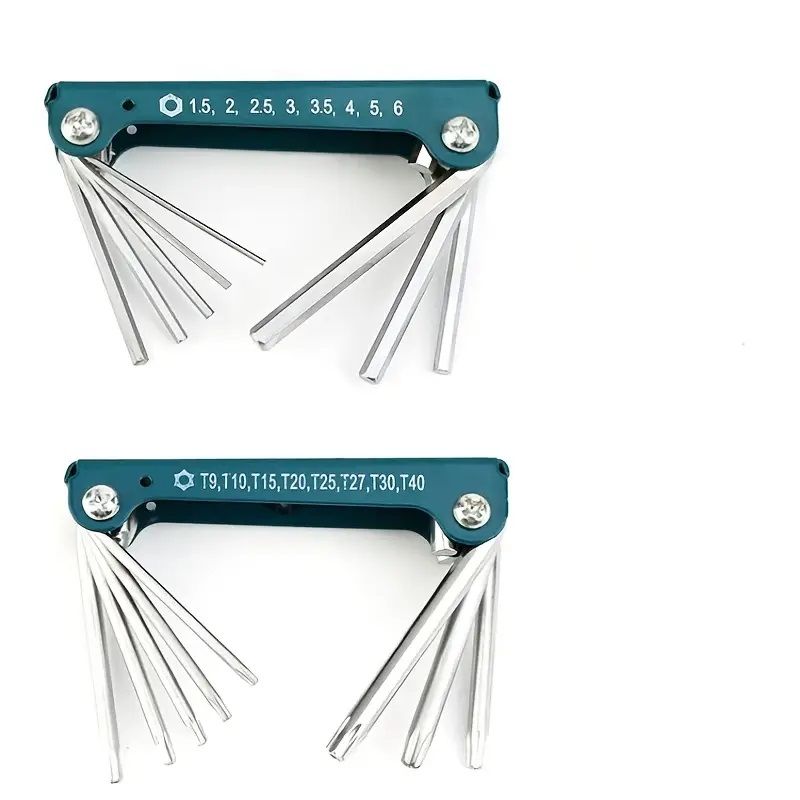 2 Pcs Pocket Star Hex Allen & Torx Key Foldable L N Key Set 8 in1 Folding Hex Key Box Wrench Set