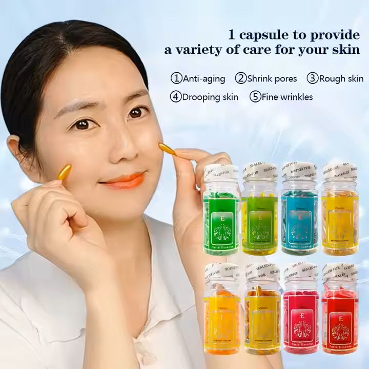 90pcs Vitamin E Capsules Face Serum Spot Facial Acne Removing Essence Anti Ageing Wrinkles Moisturizing Nutrition Whitening Brightening Anti-Freckle Face Serum Face Care