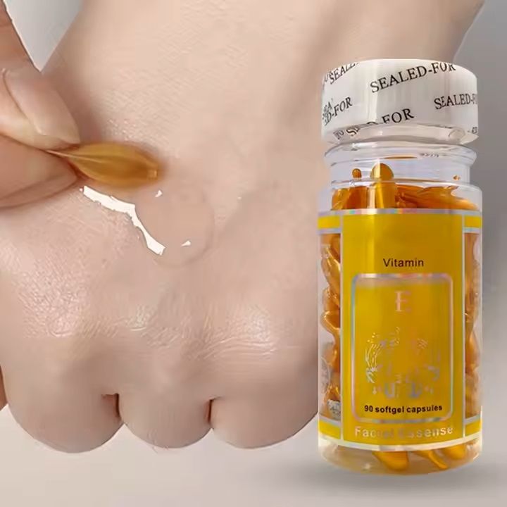 90pcs Vitamin E Capsules Face Serum Spot Facial Acne Removing Essence Anti Ageing Wrinkles Moisturizing Nutrition Whitening Brightening Anti-Freckle Face Serum Face Care
