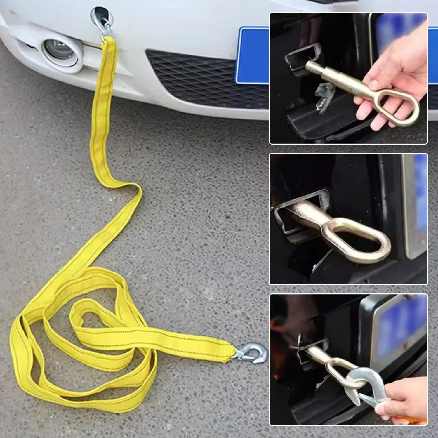 Towing Rope High Strength Car Tow Rope Fluorescent 3 tonnes tow Strap Bumper Trailer Car Safety Accessories Road Car Van 4x4 Recovery