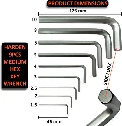 Set of 9 Pieces Hex Allen Key Tools Kit Hex Key Wrench Set Precise Manual Tool for Auto Repair Wrenches Spanners Hand Tools with Plastic Holder to Store and Easy to Carry