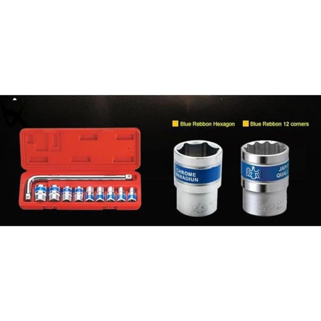 Best Quality 9Pcs Combination Socket Wrench Set With Handle For Car Tool Screwdriver Bit Ratchet Torque Quick Wrench Spanner Socket Key Hand Tools for Automobiles, Bike, Car, and Home DIY Use