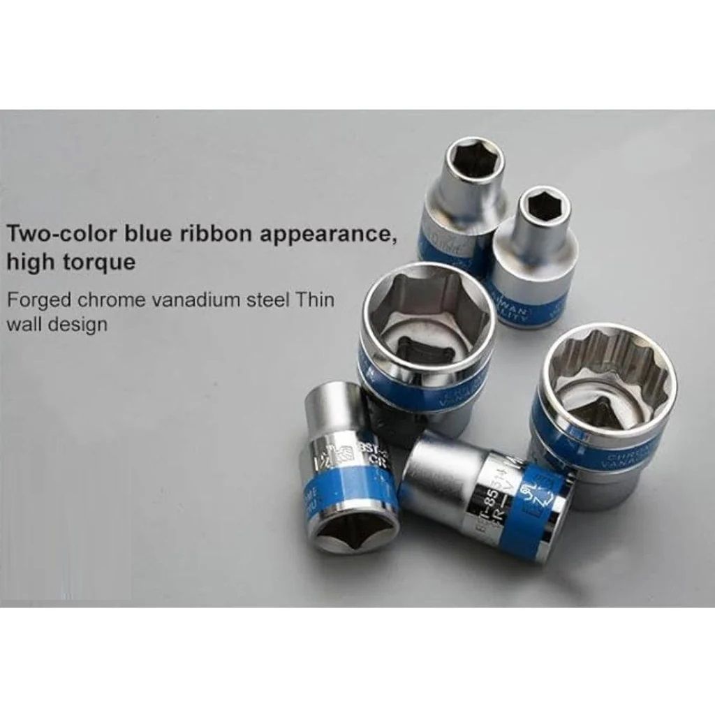 Best Quality 9Pcs Combination Socket Wrench Set With Handle For Car Tool Screwdriver Bit Ratchet Torque Quick Wrench Spanner Socket Key Hand Tools for Automobiles, Bike, Car, and Home DIY Use