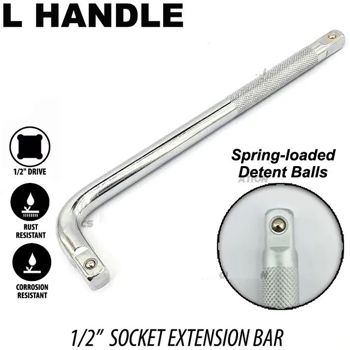 L Wrench Heavy Duty CRV 1/2 Handle Box Socket Sleeve Handle L Wrench Chrome Box Wheel Spanner