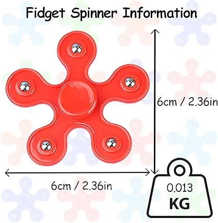 Fidget Fidget Spinner, Hand Spinner, Five Side, Anti Stress, Play-N-Fun, Red Color, Silver Ball suitable for Kids over 5 years & adults