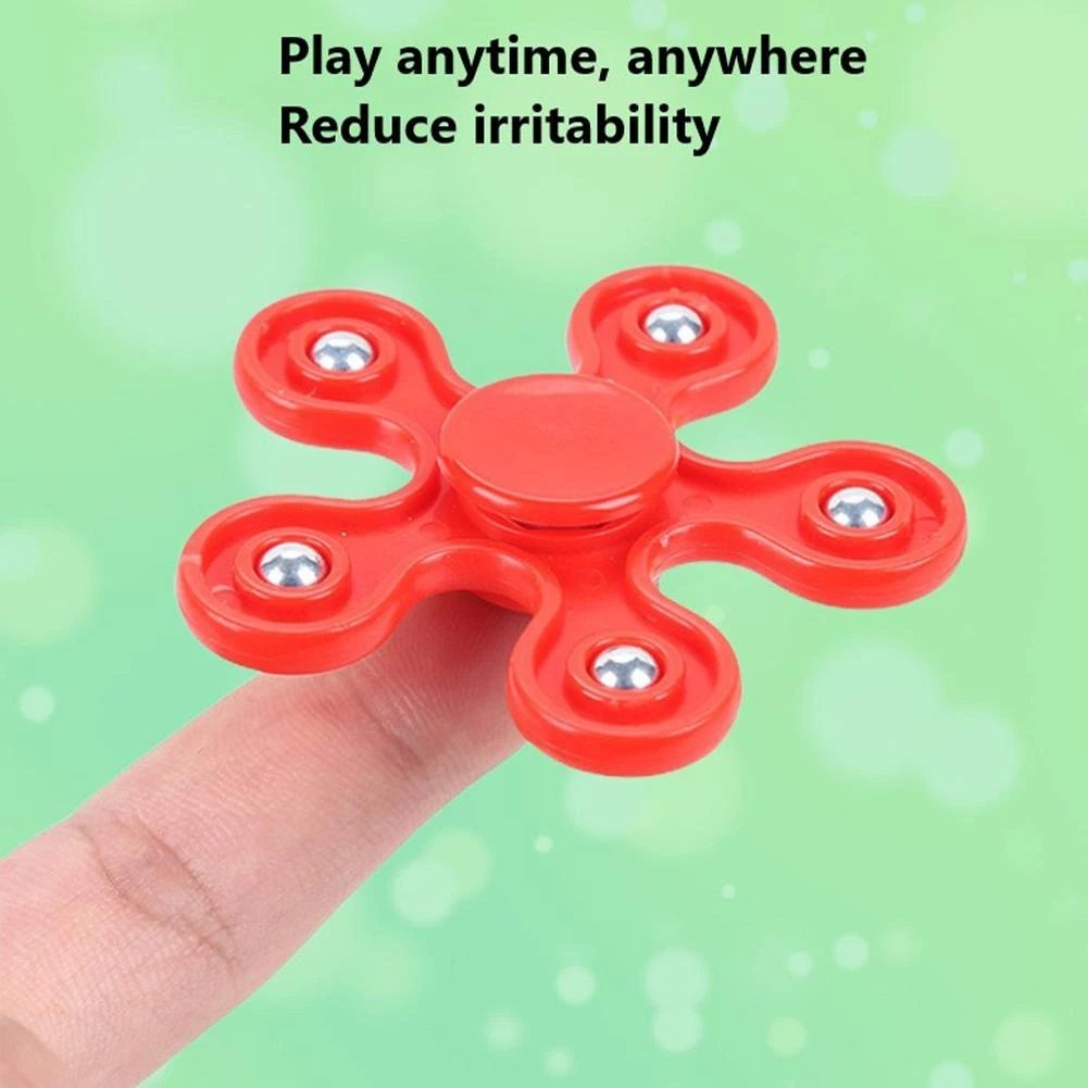 Fidget Fidget Spinner, Hand Spinner, Five Side, Anti Stress, Play-N-Fun, Red Color, Silver Ball suitable for Kids over 5 years & adults