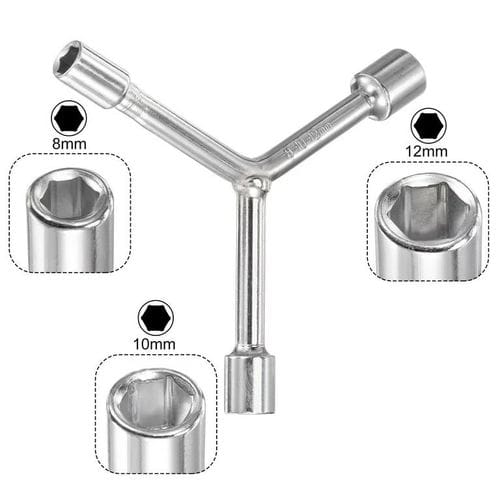 Y Spanner 3 Way Socket Wrench Tool 8, 10 & 12mm Socket Wrench Triple the Power One Compact Tool