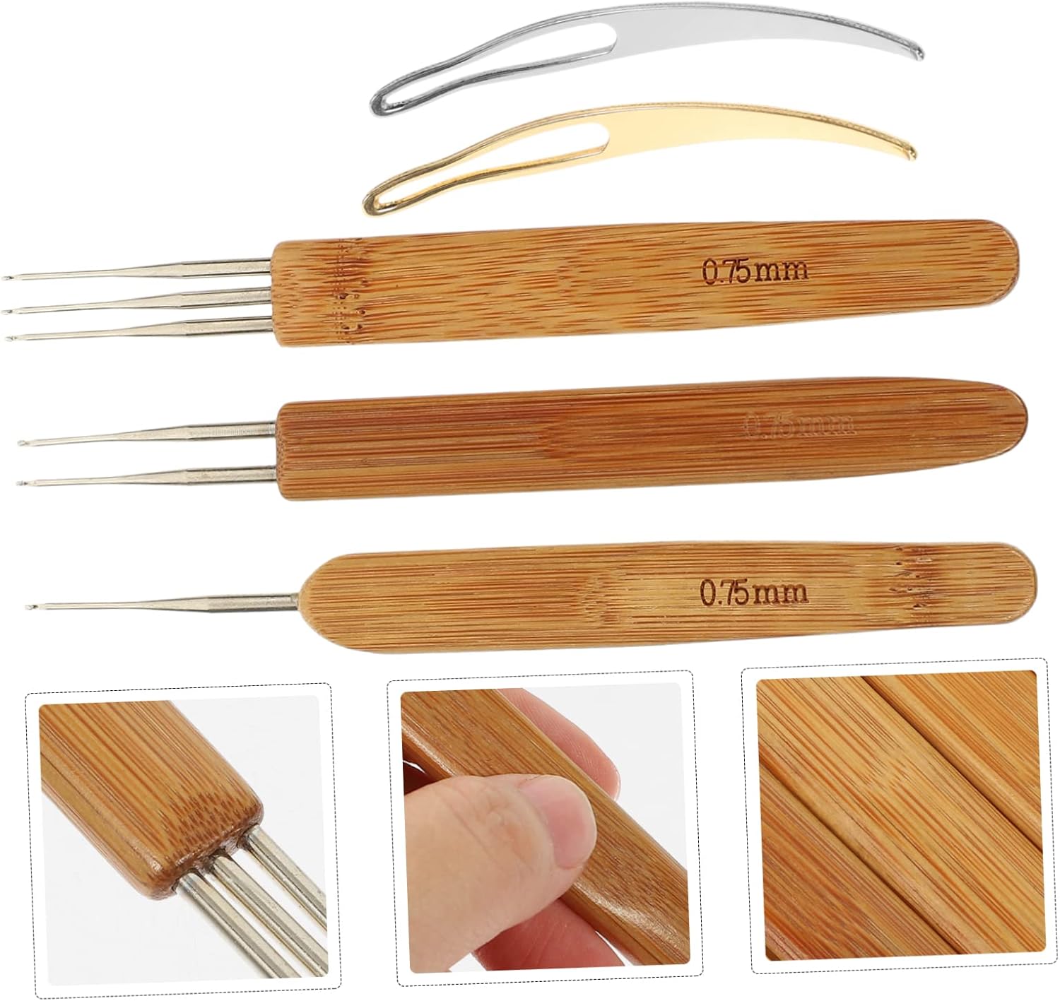 5pcs Dreadlocks Crochet Needle Tools for Long Hair Braid Crochet Hooks for Weaving Interlocking Dreadlock Needles for Weaving, Sisterlocks Maintenance, Tightening Accessory for Braid Hair Making