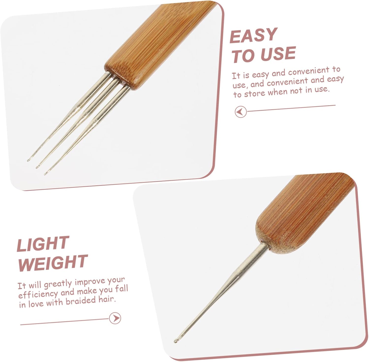 5pcs Dreadlocks Crochet Needle Tools for Long Hair Braid Crochet Hooks for Weaving Interlocking Dreadlock Needles for Weaving, Sisterlocks Maintenance, Tightening Accessory for Braid Hair Making