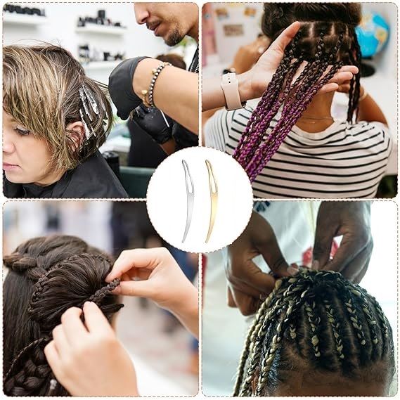 2 Pcs Dreadlock Tool Interlocking Tool for Locs, 3 Styles Easyloc Hair Crochet Needle for Dreadlocks, Interlocks & Sisterlocks Maintenance, Tightening Accessory for Braid Hair Making (Silver & Gold)