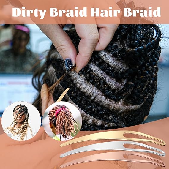 2 Pcs Dreadlock Tool Interlocking Tool for Locs, 3 Styles Easyloc Hair Crochet Needle for Dreadlocks, Interlocks & Sisterlocks Maintenance, Tightening Accessory for Braid Hair Making (Silver & Gold)