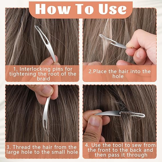 2 Pcs Dreadlock Tool Interlocking Tool for Locs, 3 Styles Easyloc Hair Crochet Needle for Dreadlocks, Interlocks & Sisterlocks Maintenance, Tightening Accessory for Braid Hair Making (Silver & Gold)