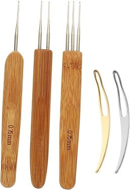 5pcs Dreadlocks Crochet Needle Tools for Long Hair Braid Crochet Hooks for Weaving Interlocking Dreadlock Needles for Weaving, Sisterlocks Maintenance, Tightening Accessory for Braid Hair Making