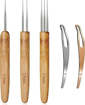 5pcs Dreadlocks Crochet Needle Tools for Long Hair Braid Crochet Hooks for Weaving Interlocking Dreadlock Needles for Weaving, Sisterlocks Maintenance, Tightening Accessory for Braid Hair Making