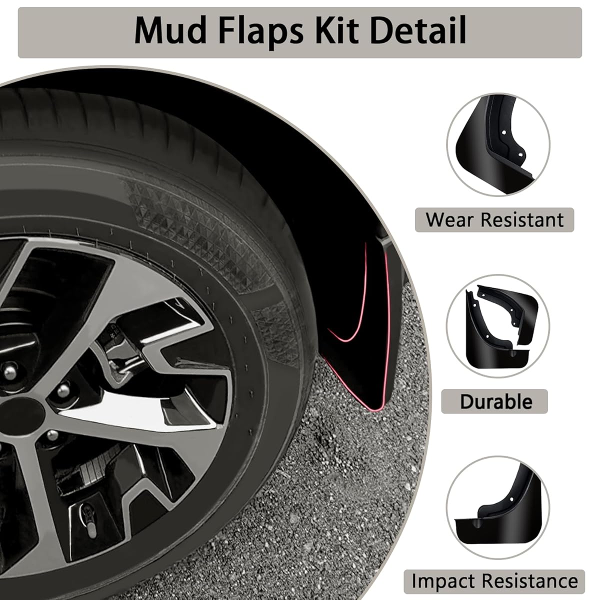 Toyota Mudflaps Mud Flaps Splash Guards Fender, Front Rear Mudguard Kit Auto Fender Mudflaps with Screws Full Protection Customized