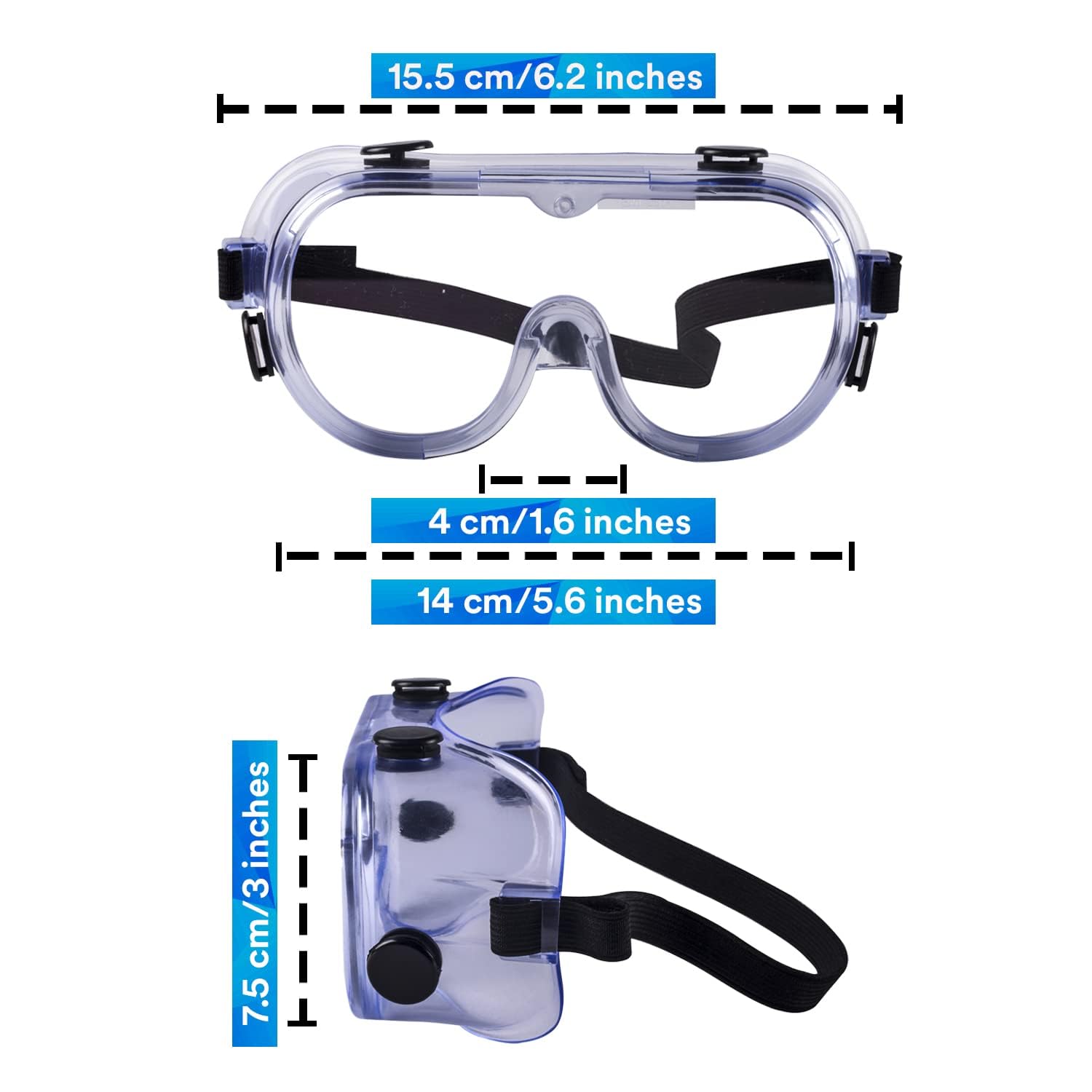 Premium Clear 3M Safety Goggles, Safety Wear, Eye Glasses Protects From Chemicals, Clear Lens, Transparent Goggles, Anti Fog Work Glasses Multipurpose For Industrial, Lab, Home and Hospital Wear