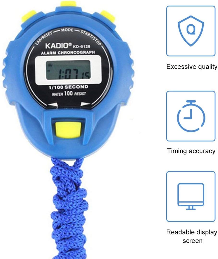 Kadio Professional Digital Chronometer Alarm Clock Chronograph Timer Stopwatch Counter Stop Watch Pro Stopwatch with Clear LCD, Lap/Reset & Alarm for Athletes and Coaches